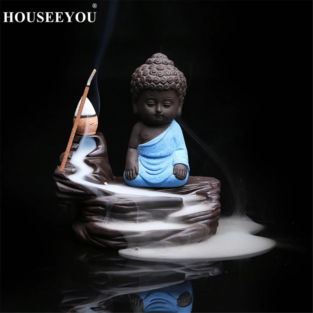 Spiritual Abacus Little Monk Backflow Incense Burner – Small Buddha Zen Aroma Censer for Home, Office, or Teahouse Decor