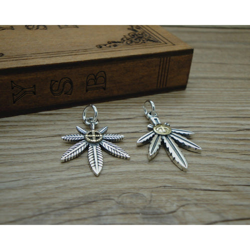 Spiritual Abacus 925 Sterling Silver Thai Silver Gold-Dotted Feather Pendant