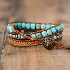 Spiritual Abacus Turquoise & Jasper Healing Wrap Bracelet – Adjustable Crystal Energy Bracelet for Protection, Balance & Inner Strength