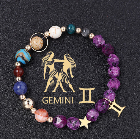 Spiritual Abacus Twelve Constellations Natural Stone Bracelet with Eight Planets