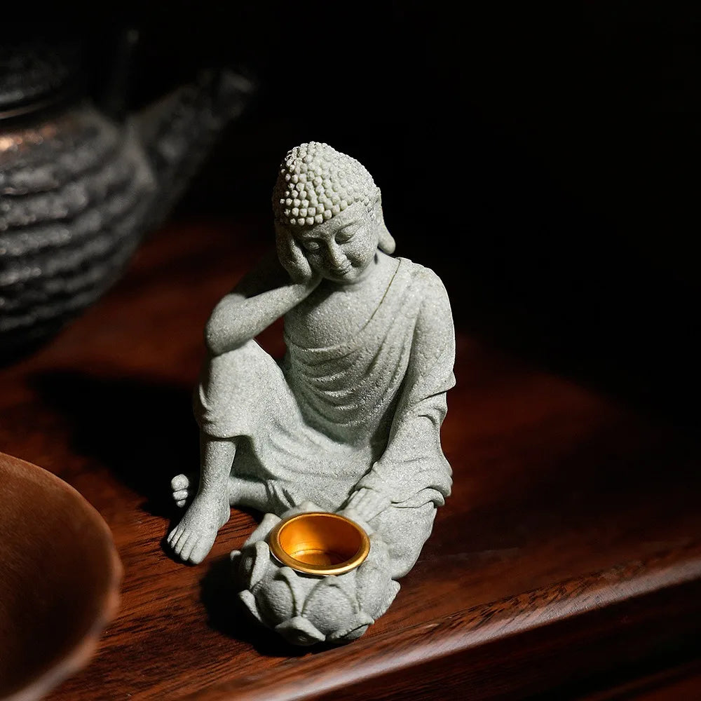 Spiritual Abacus Zen Buddha Incense & Tealight Holder – Garden & Home Meditation Decor for Desk, Porch, Patio, or Altar
