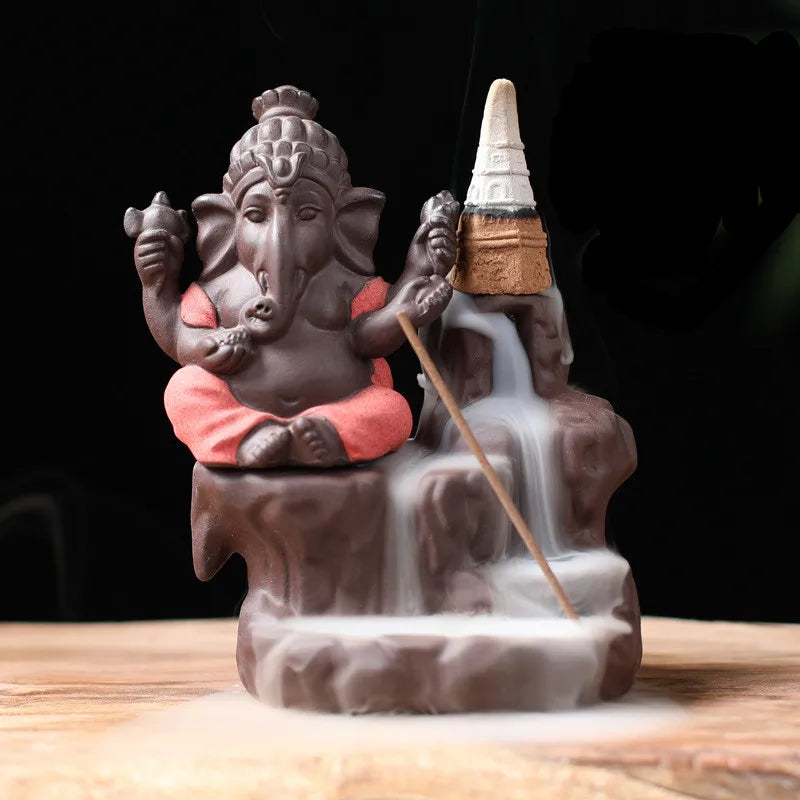 Spiritual Abacus Ganesha Backflow Incense Burner – Ceramic Waterfall Aromatherapy Censer for Zen Decor & Meditation Spaces