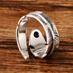 Spiritual Abacus 925 Sterling Silver Vintage Turquoise Inlay Leaf Couple Rings