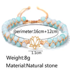 Spiritual Abacus Hand-Woven Double Layer Natural Stone Bracelet with Om & Lotus