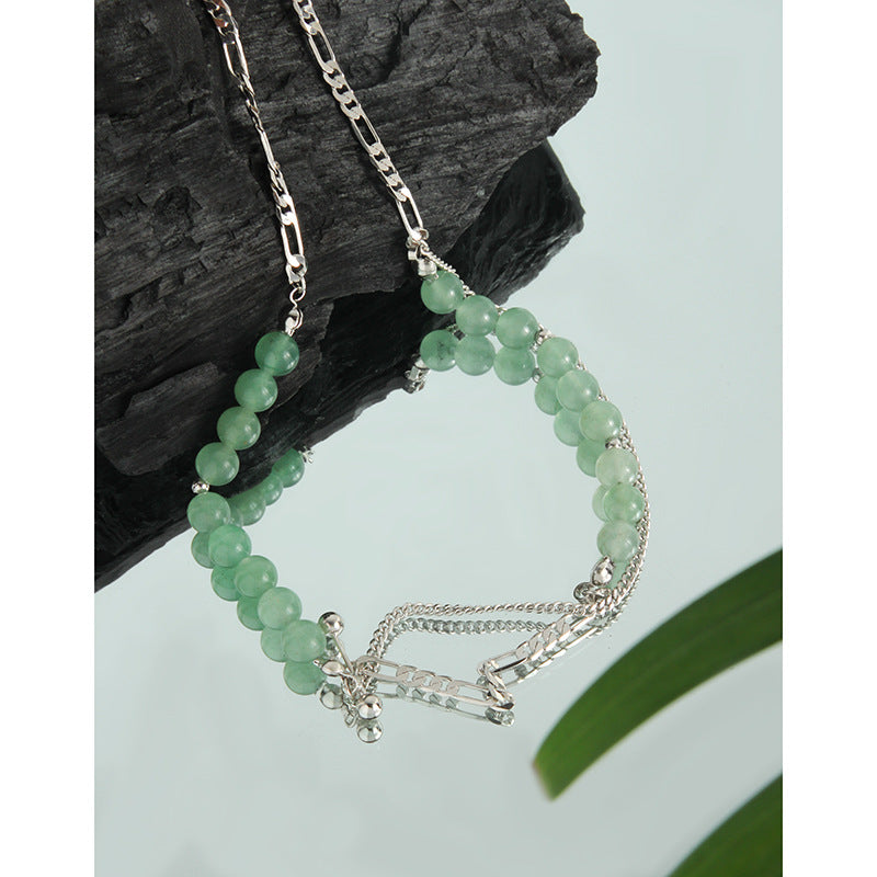 Spiritual Abacus Natural Green Aventurine Clavicle Chain Necklace for Women