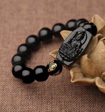 Spiritual Abacus™ Obsidian Buddha Bracelet – Grounding & Mindfulness Beaded Jewelry