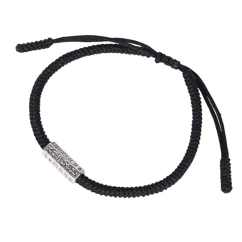 Tibetan Buddhist Hand Braided Knots Budda Thread Bracelet Women Men Carved OM Mani Padme Hum Charm Bracelets Jewelry