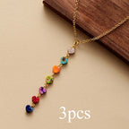 💖 Spiritual Abacus 7-Chakra Heart Pendant Necklace – Gold-Plated Minimalist Spiritual Jewelry