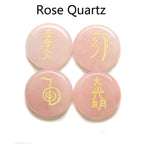 Spiritual Abacus 4-Piece Reiki Healing Stone Set – Natural Semi-Precious Crystal Slabs with Reiki Symbols (10 Color Options)