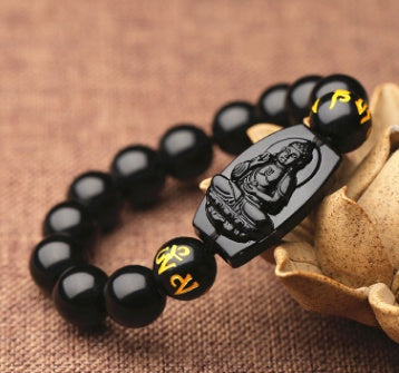 Spiritual Abacus™ Obsidian Buddha Bracelet – Grounding & Mindfulness Beaded Jewelry