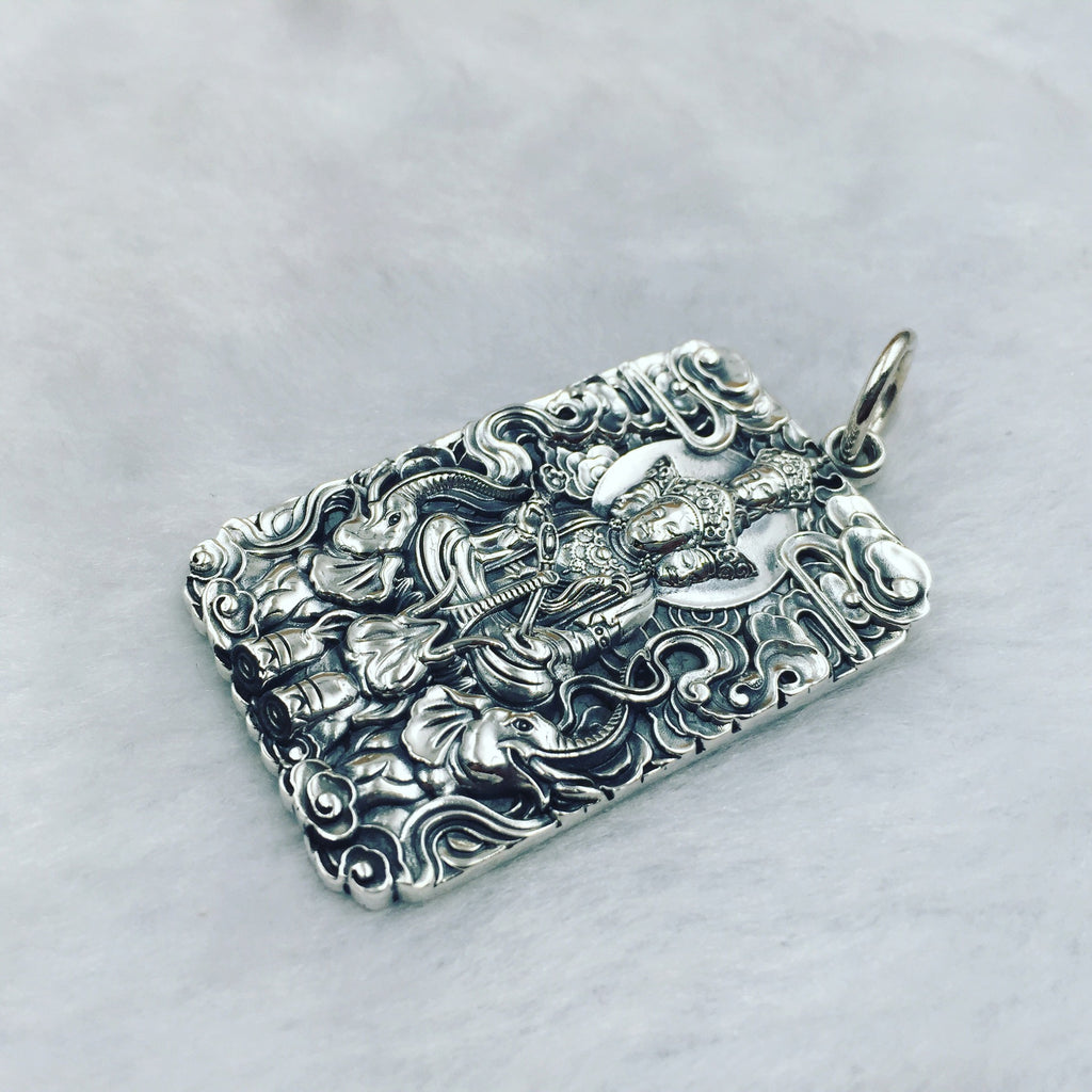 Spiritual Abacus S990 Silver Samantabhadra Buddha Pendant Necklace | Patron Saint of the Snake Zodiac
