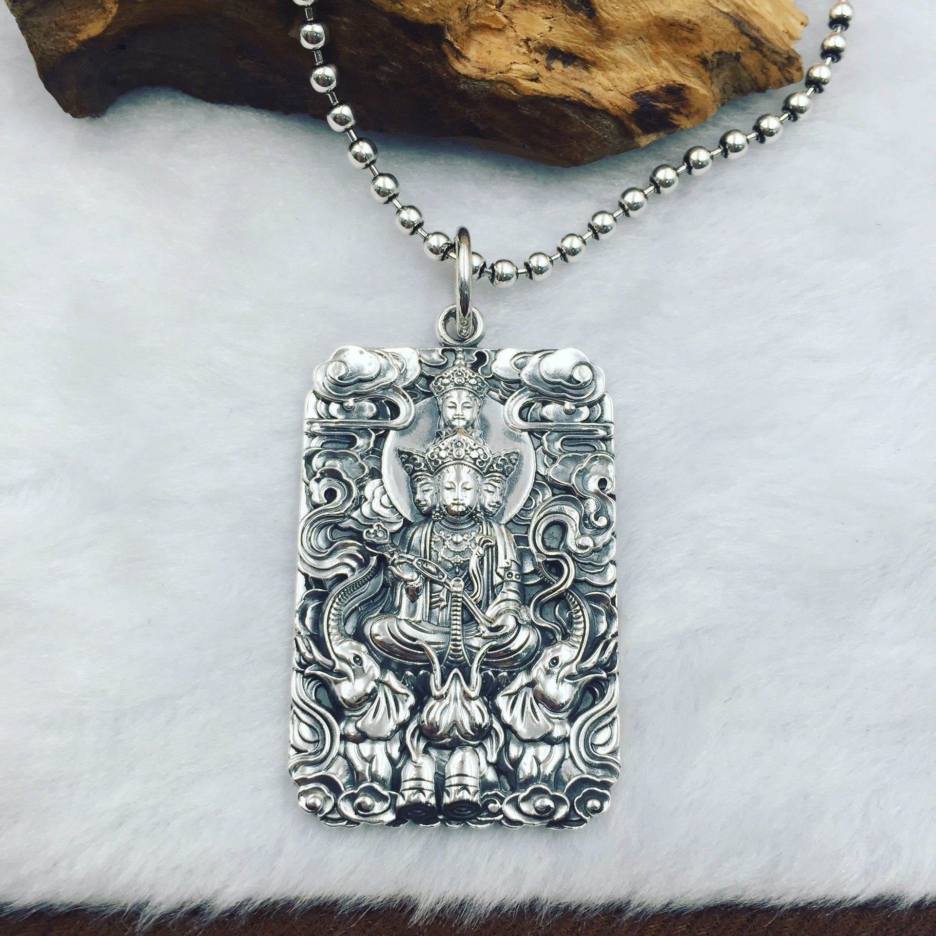 Spiritual Abacus S990 Silver Samantabhadra Buddha Pendant Necklace | Patron Saint of the Snake Zodiac