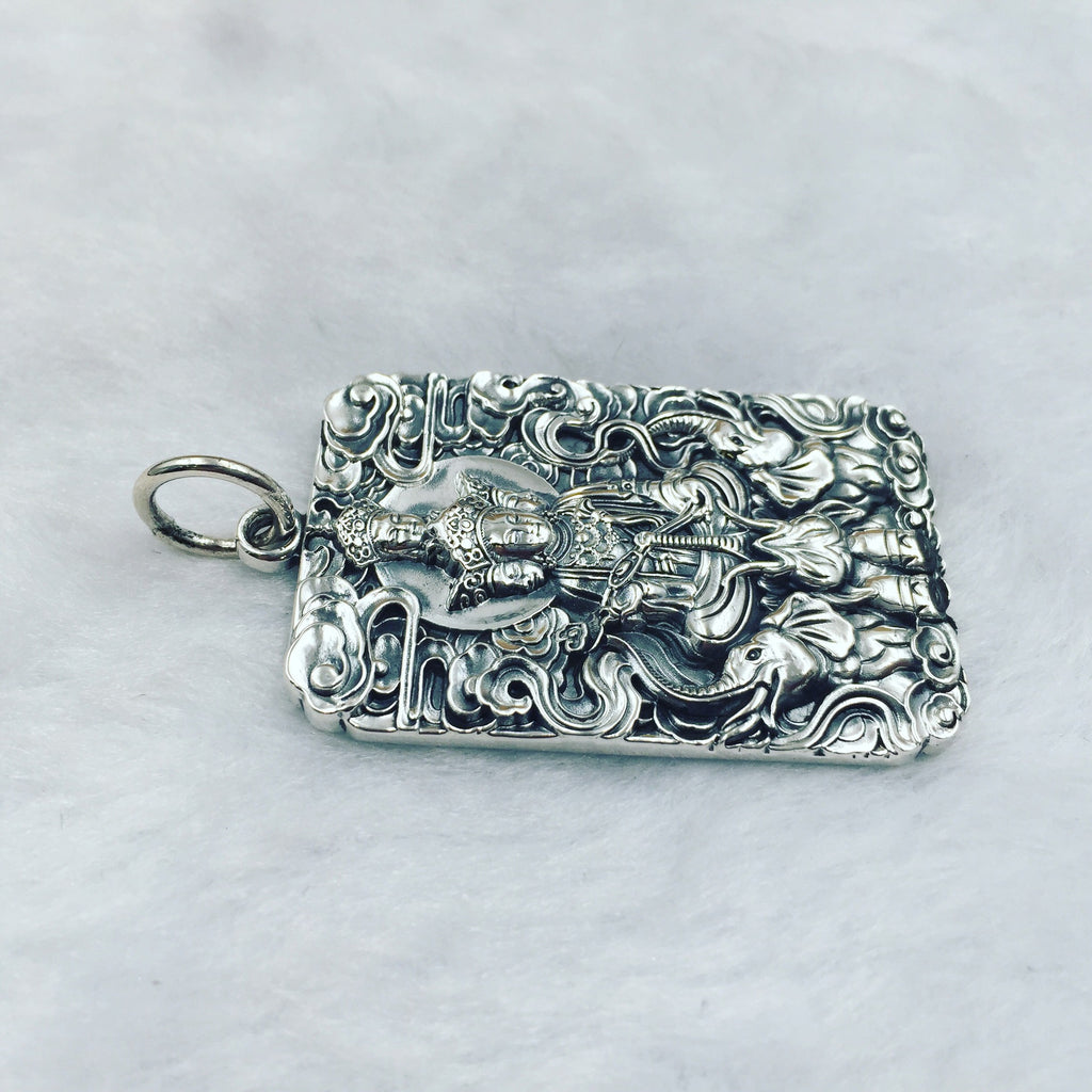 Spiritual Abacus S990 Silver Samantabhadra Buddha Pendant Necklace | Patron Saint of the Snake Zodiac