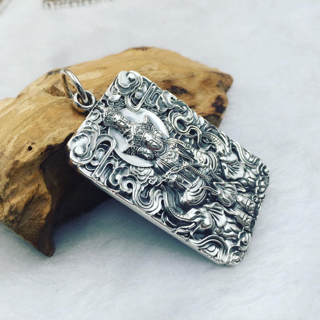Spiritual Abacus S990 Silver Samantabhadra Buddha Pendant Necklace | Patron Saint of the Snake Zodiac