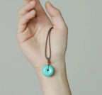 Spiritual Abacus High Porcelain Turquoise Bread Ring Safety Buckle Pendant