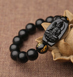 Spiritual Abacus™ Obsidian Buddha Bracelet – Grounding & Mindfulness Beaded Jewelry