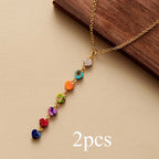 💖 Spiritual Abacus 7-Chakra Heart Pendant Necklace – Gold-Plated Minimalist Spiritual Jewelry