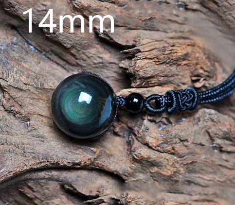 Spiritual Abacus™ Rainbow Eye Obsidian Pendant Necklace – Natural Good Luck Pearl Amulet for Women