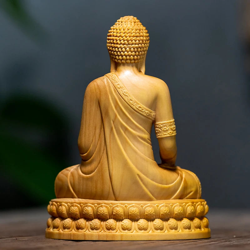 Spiritual Abacus – Thai Hand-Carved Wooden Meditating Buddha With Lotus Base – Zen Altar Figurine for Home, Office & Sacred Spaces