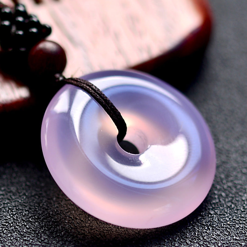 Spiritual Abacus Brazil Ice Flower Hibiscus Chalcedony Jade Buckle Pendant