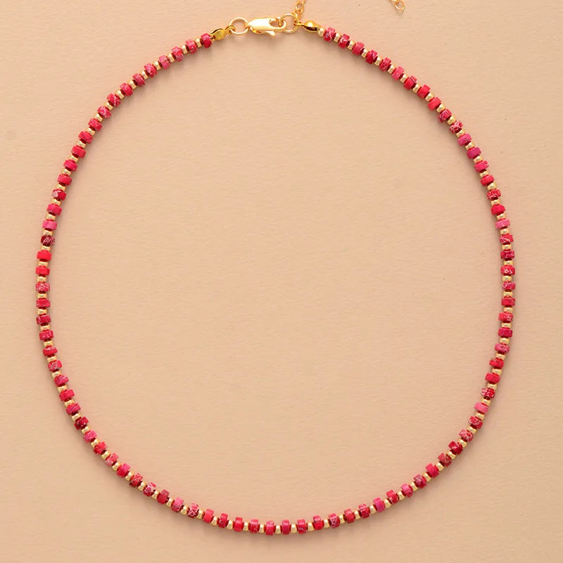 💎 Spiritual Abacus Natural Stone Beaded Choker – Minimalist Collar Necklace for Women