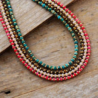 💎 Spiritual Abacus Natural Stone Beaded Choker – Minimalist Collar Necklace for Women