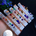 🌟 Chakra Healing Crystal Wand – Raw Selenite with Wire-Wrapped Chakra Stones Spiritual Energy Stick for Meditation, Reiki & Yoga by Spiritual Abacus