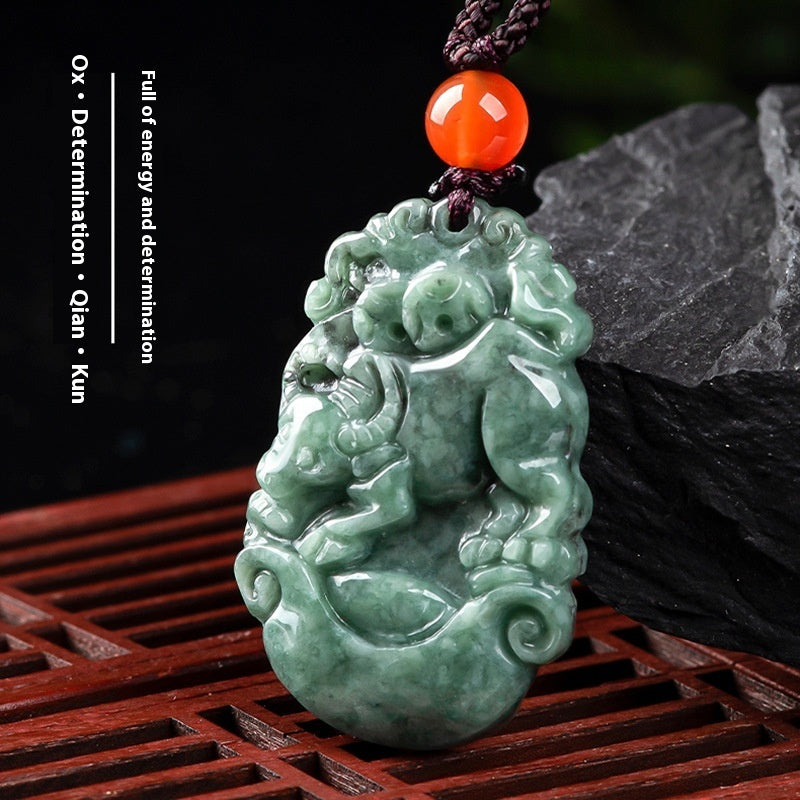 Spiritual Abacus Natural Cargo Jade Chinese Zodiac Pendant Ornaments (12 Signs)