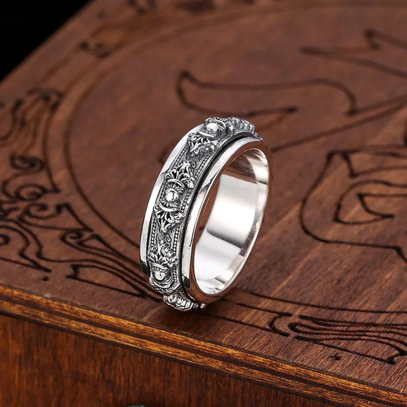 Spiritual Abacus 🔄 925 Sterling Silver Tibetan Spinning Ring – Vajra Dorje Design