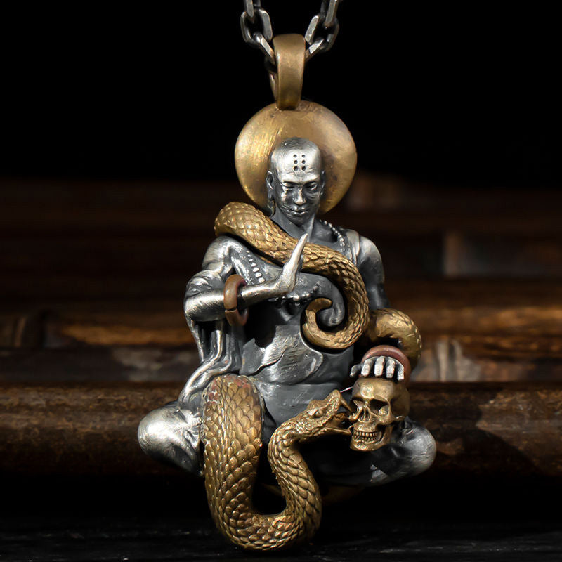 Spiritual Abacus Silver-Plated Zodiac Buddha Avalokitesvara Pendant Necklace