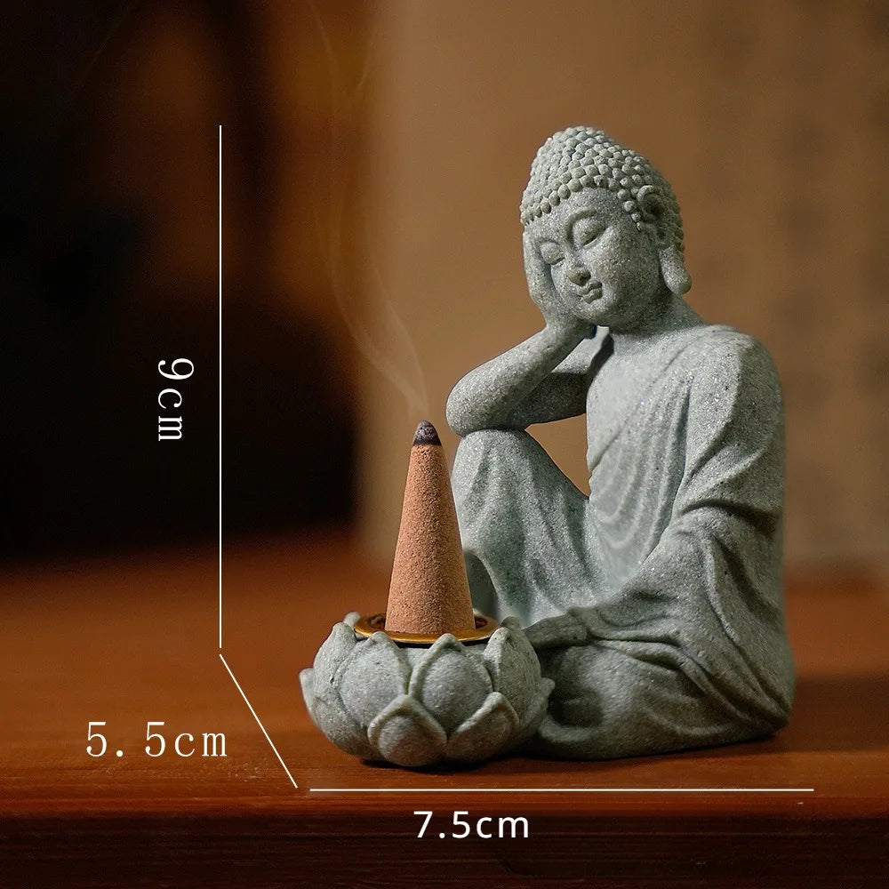 Spiritual Abacus Zen Buddha Incense & Tealight Holder – Garden & Home Meditation Decor for Desk, Porch, Patio, or Altar
