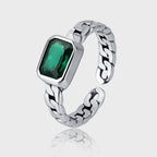 Spiritual Abacus 925 Sterling Silver Green Square Zircon Ring for Women