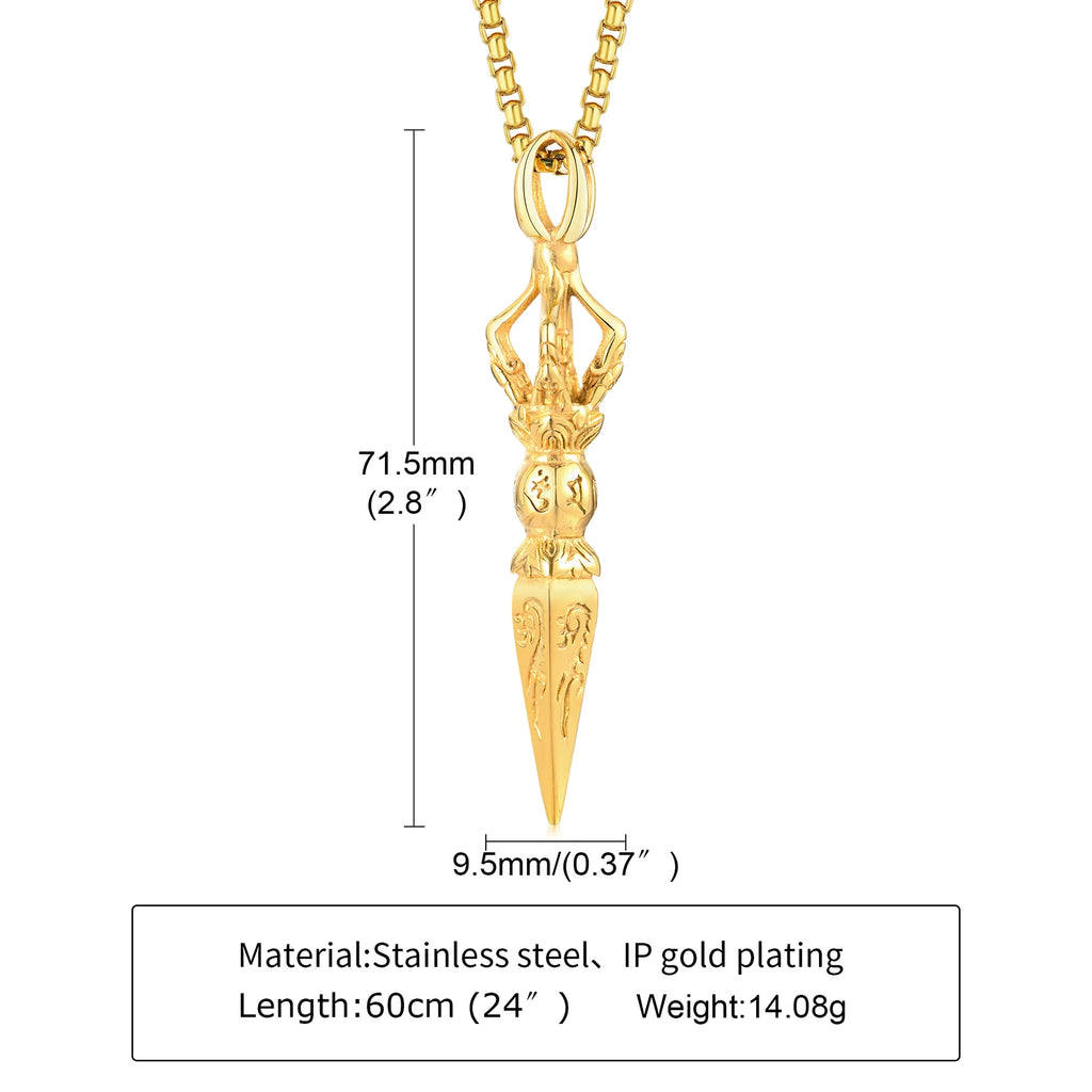 Spiritual Abacus ⚔️ Gandhanra Stainless Steel Tibetan Vajra Dagger Pendant