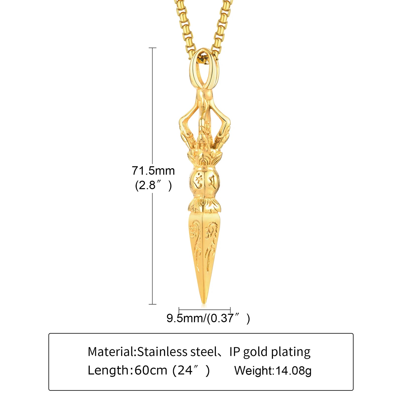 Spiritual Abacus ⚔️ Gandhanra Stainless Steel Tibetan Vajra Dagger Pendant