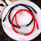 Tibetan Buddhist Hand Braided Knots Budda Thread Bracelet Women Men Carved OM Mani Padme Hum Charm Bracelets Jewelry