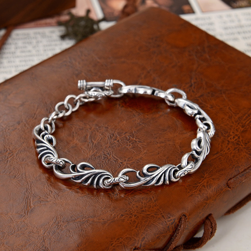 Spiritual Abacus New Vine Flower Sterling Silver Bracelet for Men