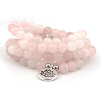 Spiritual Abacus 108 Crystal Mala Bracelet – Buddha, Lotus, or OM Pendant Necklace for Men & Women