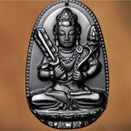 Spiritual Abacus Obsidian Buddha Pendant | Protection and Grounding Crystal Necklace