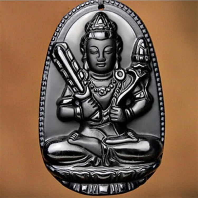 Spiritual Abacus Obsidian Buddha Pendant | Protection and Grounding Crystal Necklace