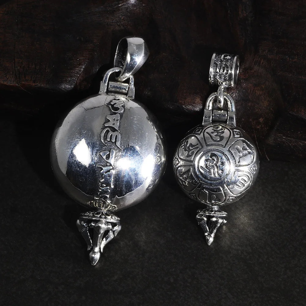 🕉️ Spiritual Abacus 925 Sterling Silver Openable Buddha Pendant – Six Words Mantra & Red Zircon Inlay