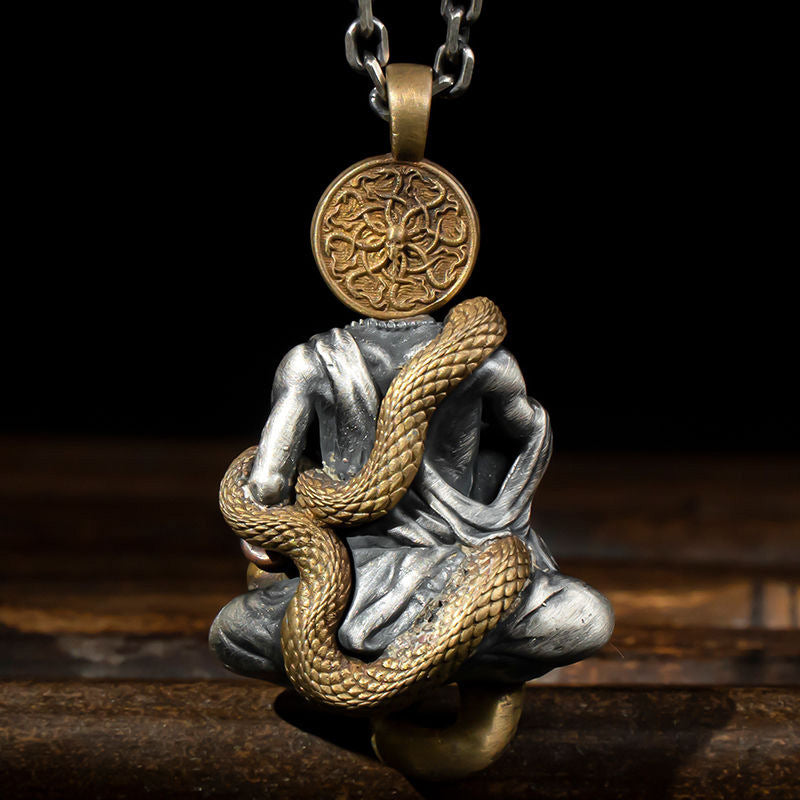 Spiritual Abacus Silver-Plated Zodiac Buddha Avalokitesvara Pendant Necklace
