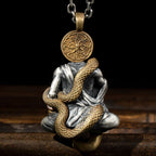 Spiritual Abacus Silver-Plated Zodiac Buddha Avalokitesvara Pendant Necklace