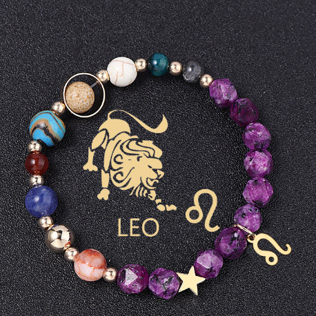 Spiritual Abacus Twelve Constellations Natural Stone Bracelet with Eight Planets