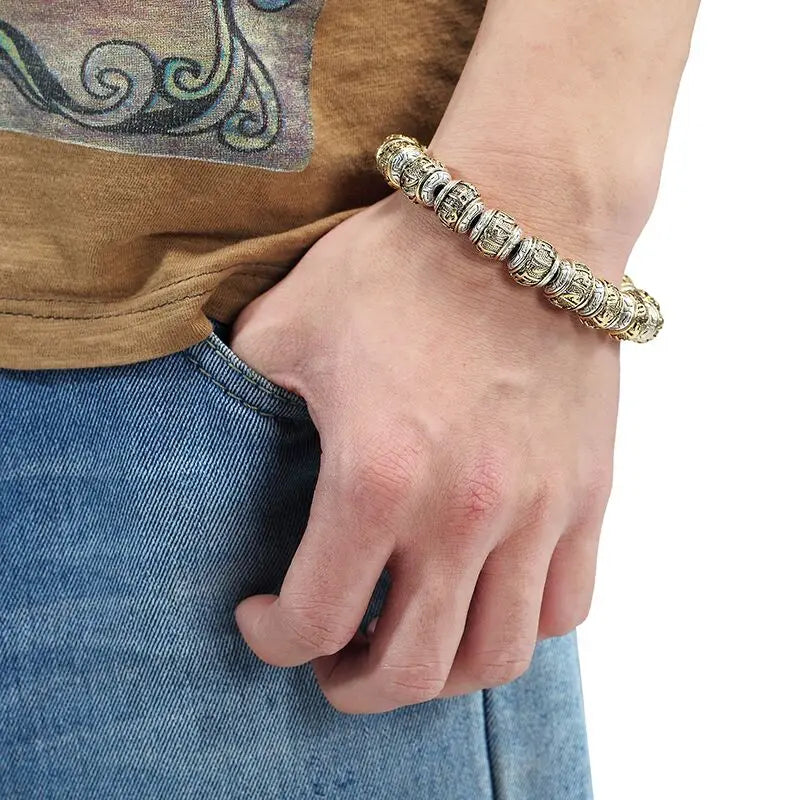 Spiritual Abacus Six-Word Mantra Bracelet – Traditional Buddhist OM MANI PADME HUM Amulet for Men & Women