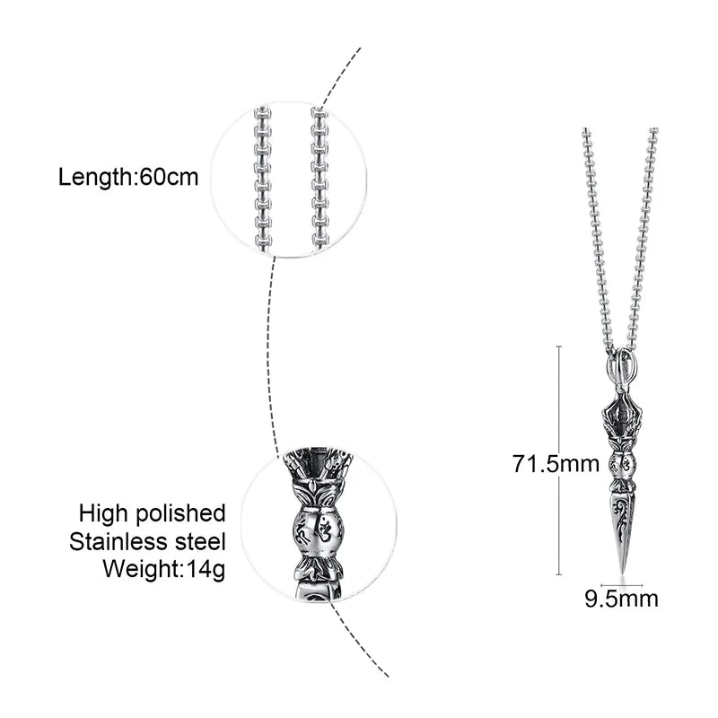 Spiritual Abacus ⚔️ Gandhanra Stainless Steel Tibetan Vajra Dagger Pendant
