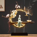 Spiritual Abacus LED Lotus Girl Backflow Incense Burner – USB Ceramic Circle Design with Stick & Cone Holder for Home & Office