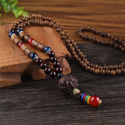 Spiritual Abacus™ Retro Buddha Beads Sweater Chain – Long Boho Meditation Necklace