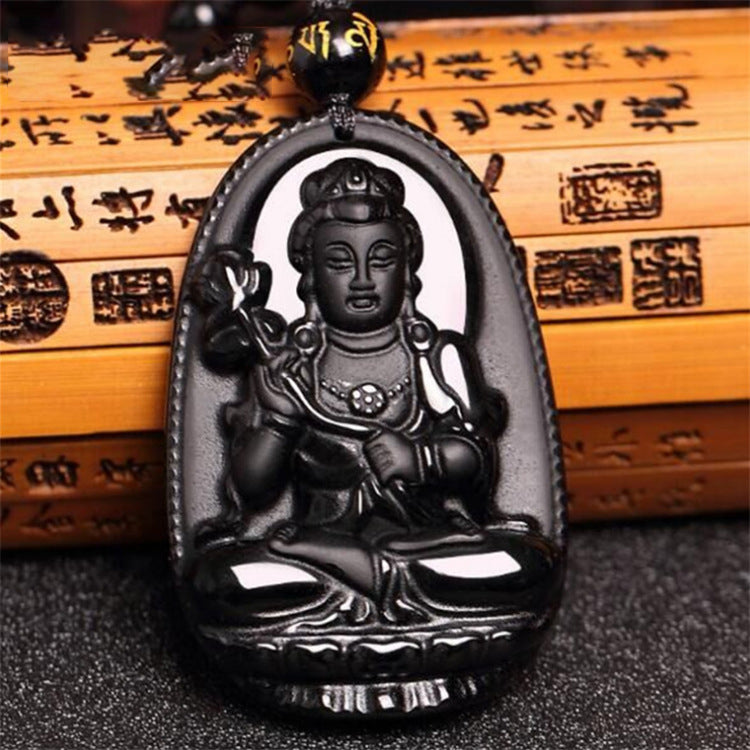 Spiritual Abacus Obsidian Buddha Pendant | Protection and Grounding Crystal Necklace