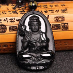 Spiritual Abacus Obsidian Buddha Pendant | Protection and Grounding Crystal Necklace