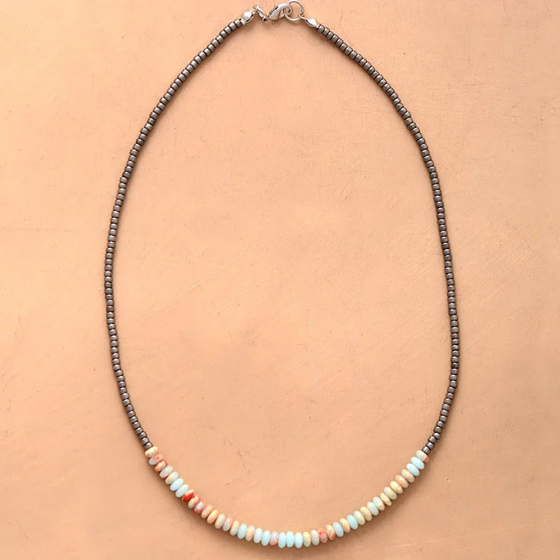 🌼 Spiritual Abacus Boho Seed Bead Choker – Vintage-Inspired Beaded Necklace for Women